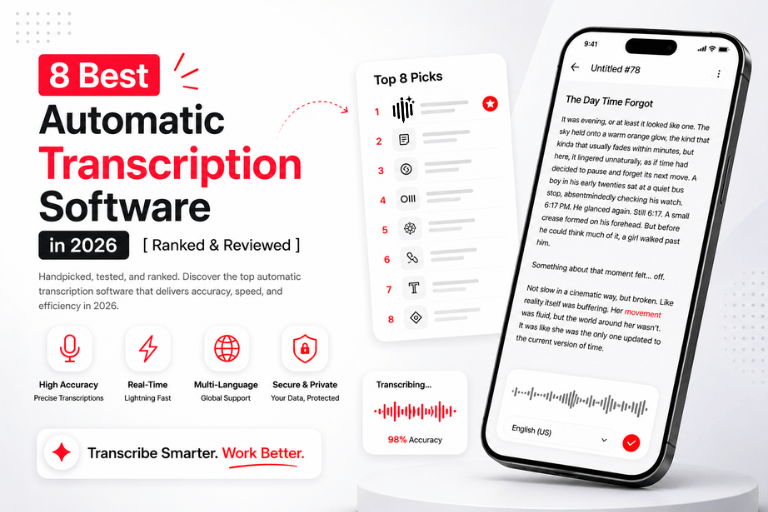 Cover for 8 Best Automatic Transcription Software in 2026 [ Ranked & Reviewed ]